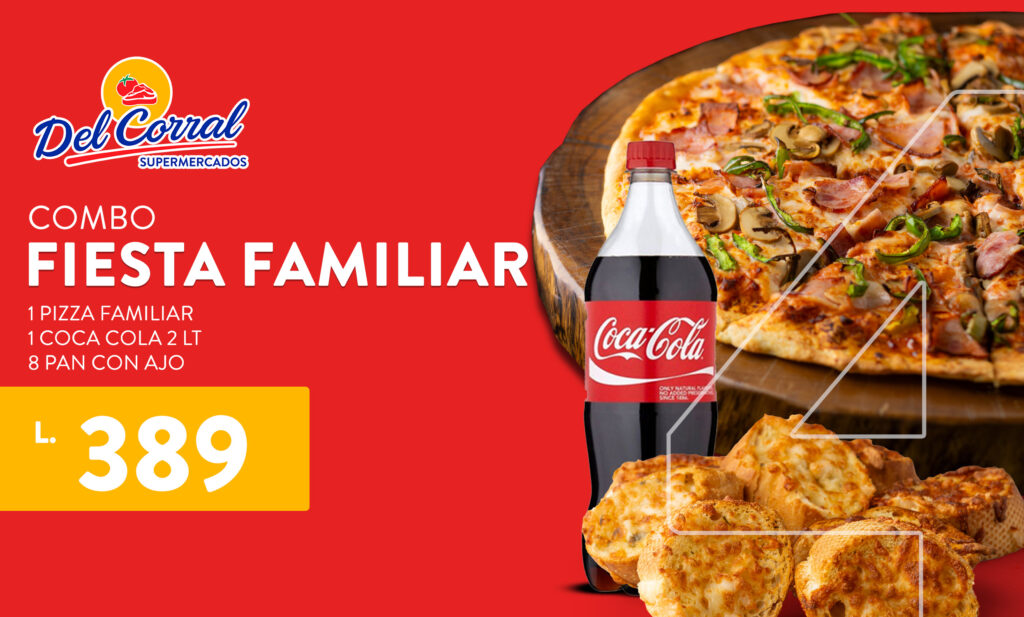 •	¡La pizza que quieres, al precio que amas! Pide ya tu Combo Fiesta con pizza, Coca-Cola y acompañamientos irresistibles. 📞 Llama al 3222-2290 y disfruta el sabor en casa.